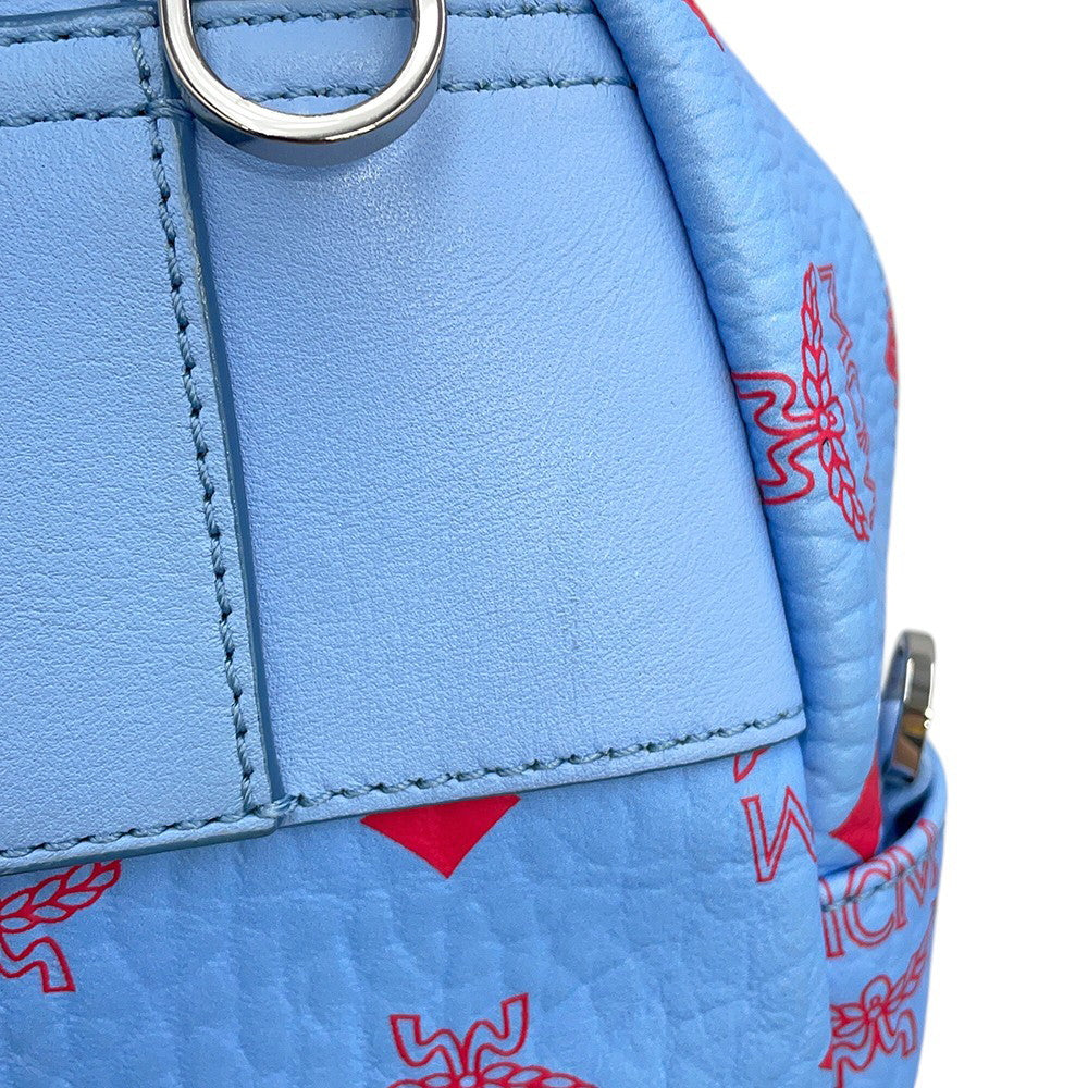 MCM Visetos Stark Backpack Blue/PinkMMKASVE14H2001 Leather Size Mini