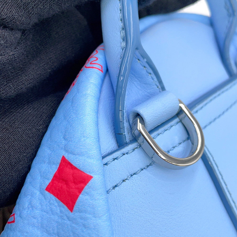 MCM Visetos Stark Backpack Blue/PinkMMKASVE14H2001 Leather Size Mini