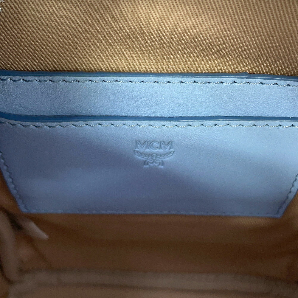 MCM Visetos Stark Backpack Blue/PinkMMKASVE14H2001 Leather Size Mini