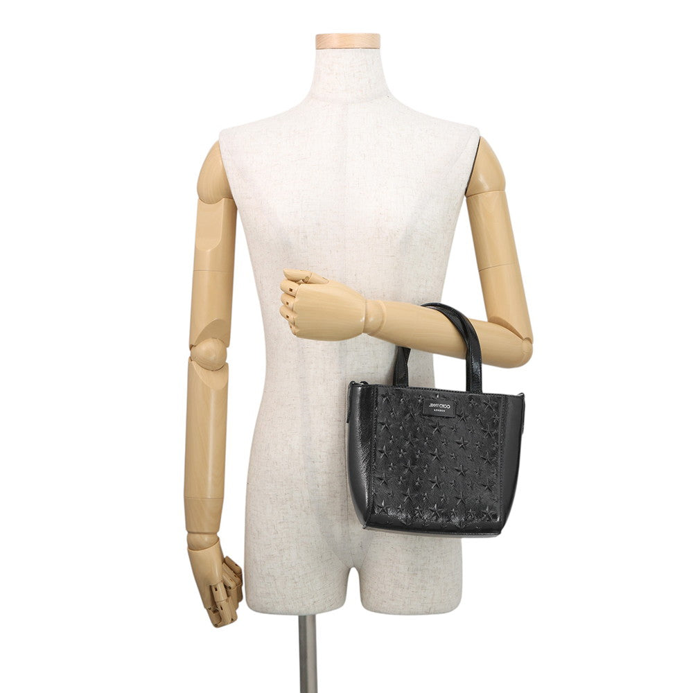 JIMMY CHOO Pegasus Star Embossed 2-Way Bag Black Patent Leather Size Mini