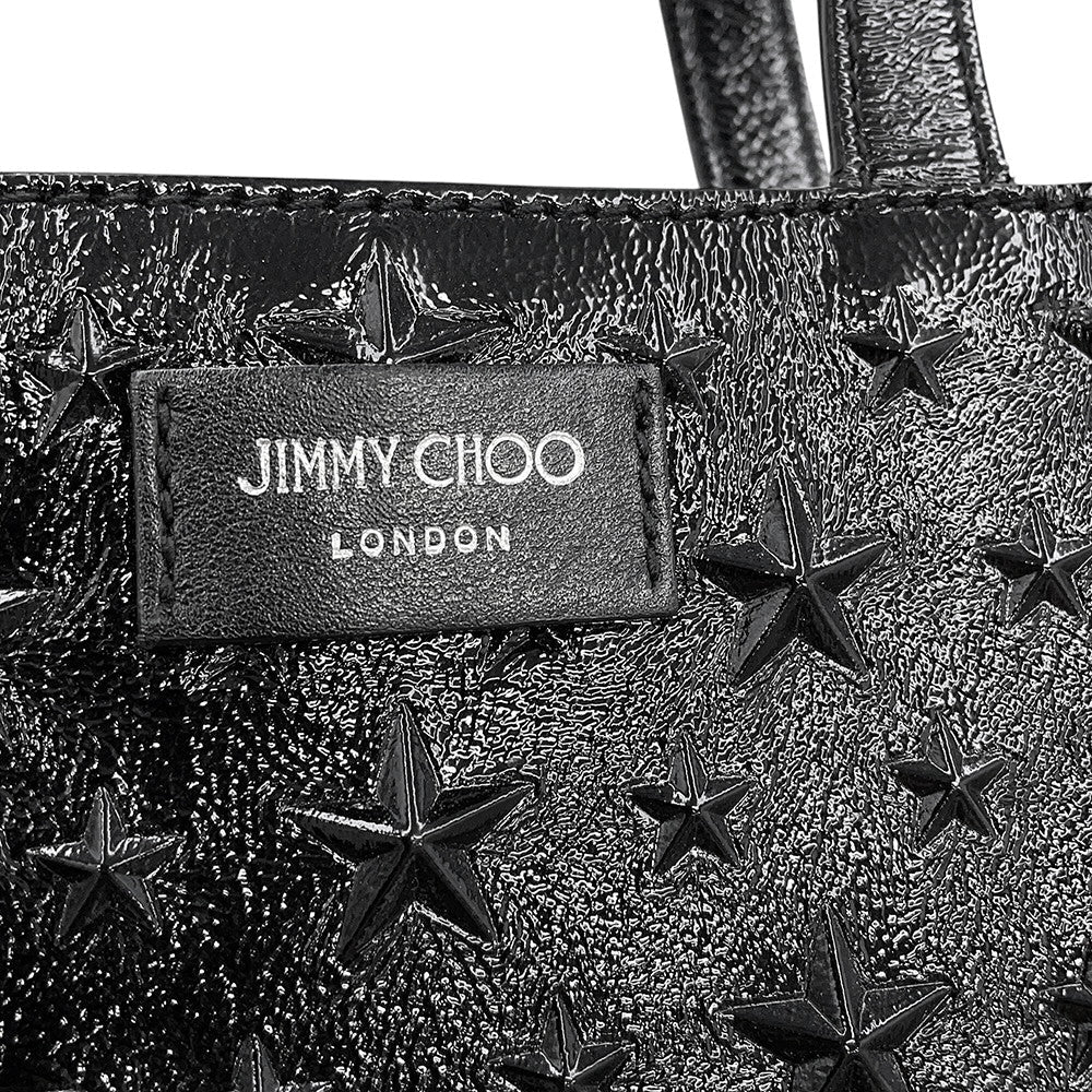 JIMMY CHOO Pegasus Star Embossed 2-Way Bag Black Patent Leather Size Mini