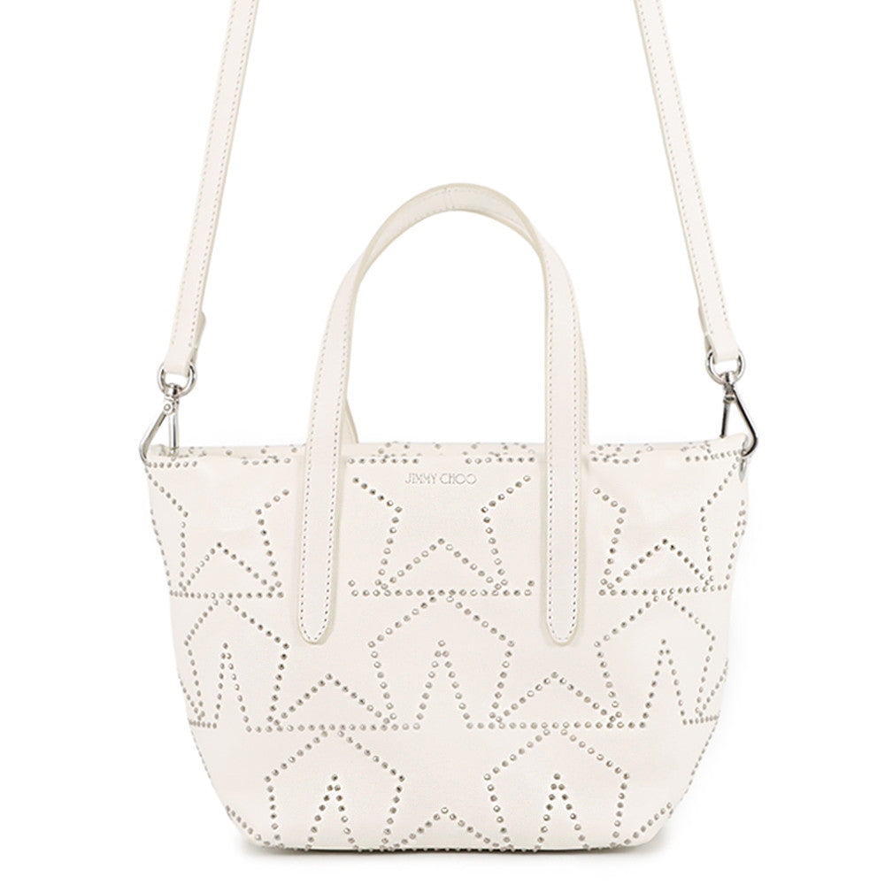 JIMMY CHOO Sophia S Studded 2WAY Bag White Leather