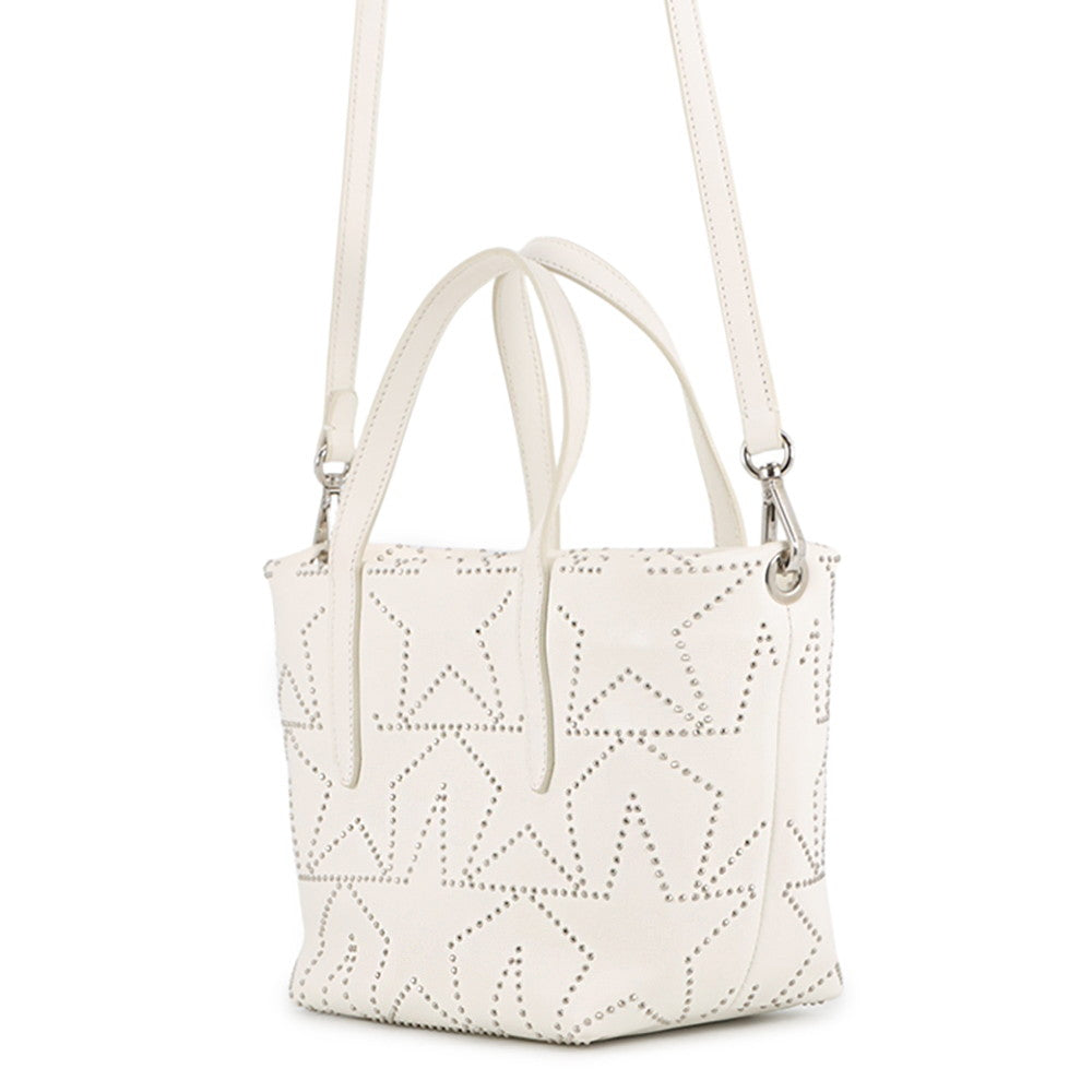 JIMMY CHOO Sophia S Studded 2WAY Bag White Leather