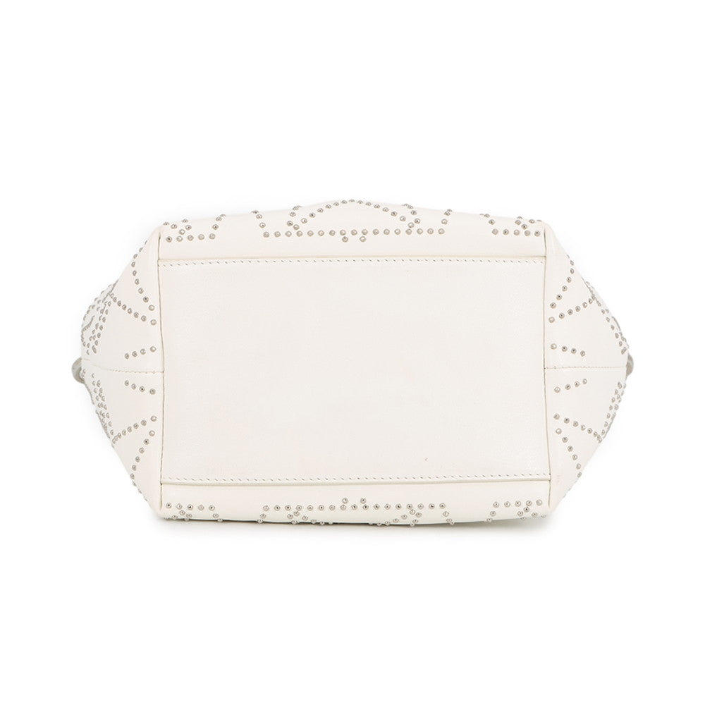 JIMMY CHOO Sophia S Studded 2WAY Bag White Leather