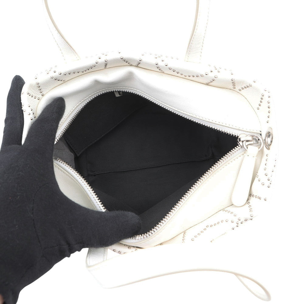 JIMMY CHOO Sophia S Studded 2WAY Bag White Leather