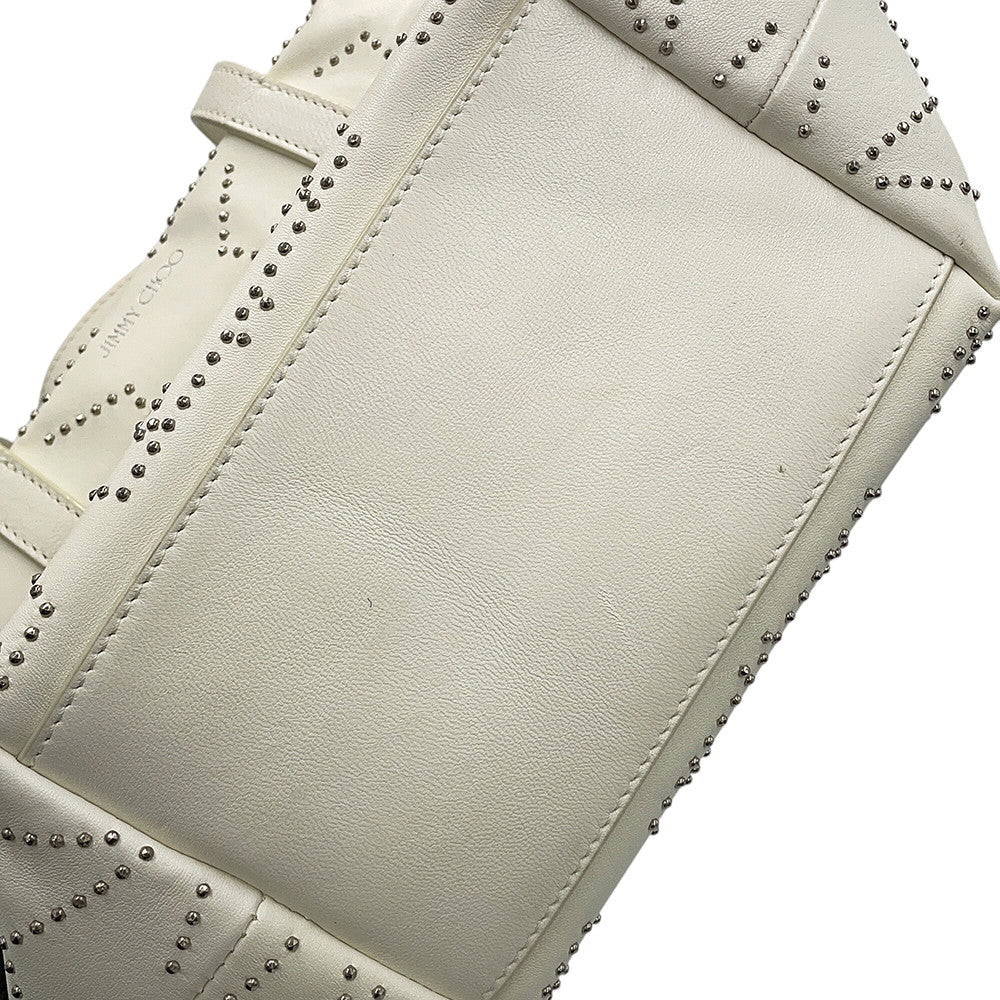 JIMMY CHOO Sophia S Studded 2WAY Bag White Leather