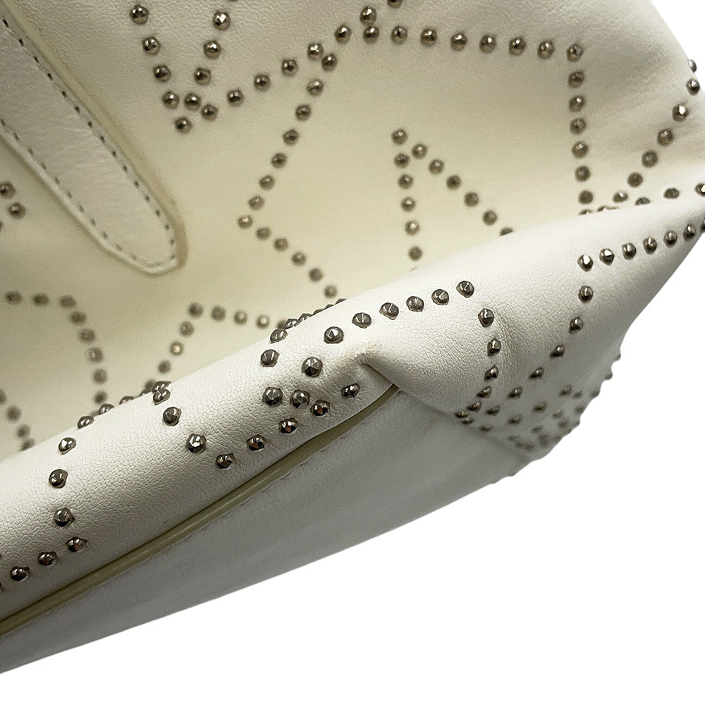 JIMMY CHOO Sophia S Studded 2WAY Bag White Leather