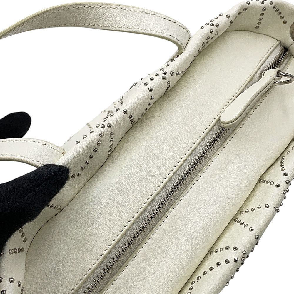 JIMMY CHOO Sophia S Studded 2WAY Bag White Leather