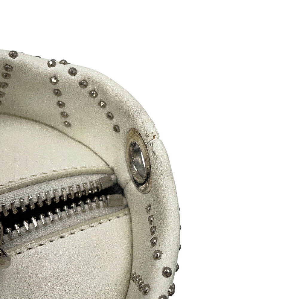 JIMMY CHOO Sophia S Studded 2WAY Bag White Leather