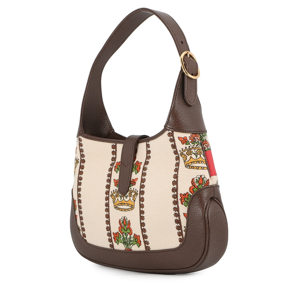 GUCCI Jackie 1961 MUSIC IS MINE Shoulder Bag Brown/Multicolor636706 Canvas Leather Size Small