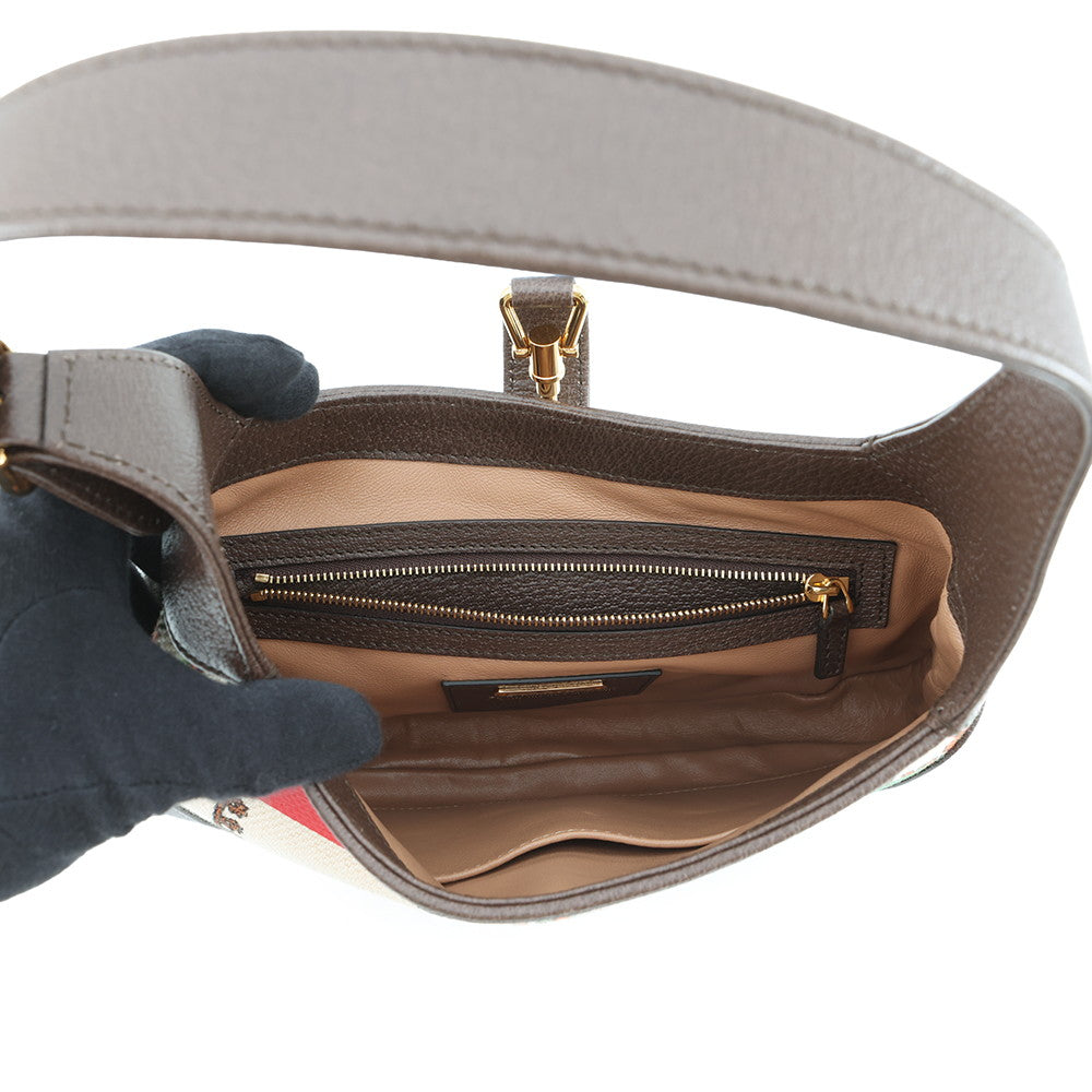 GUCCI Jackie 1961 MUSIC IS MINE Shoulder Bag Brown/Multicolor636706 Canvas Leather Size Small