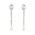 MIUMIU Crystal Faux Pearl Earring Silver Metal Rhinestone Faux Pearl