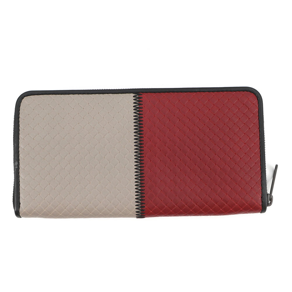 Bottega Veneta INTRECCIATO Bicolor Zip Around Long Wallet Red/Gray510643VBNV28558 Leather