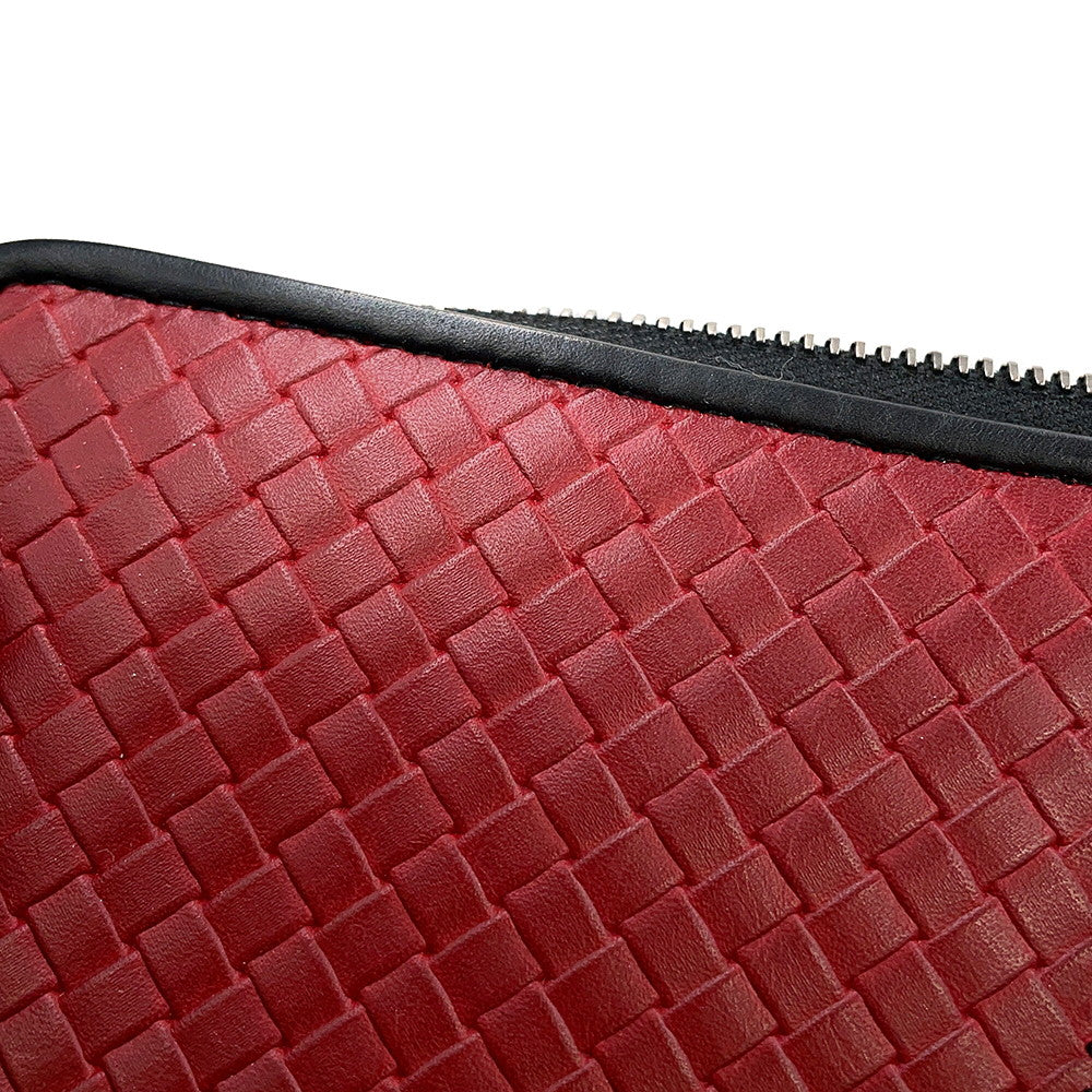 Bottega Veneta INTRECCIATO Bicolor Zip Around Long Wallet Red/Gray510643VBNV28558 Leather