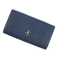 JIMMY CHOO Martina Long Wallet Blue Croco embossed leather