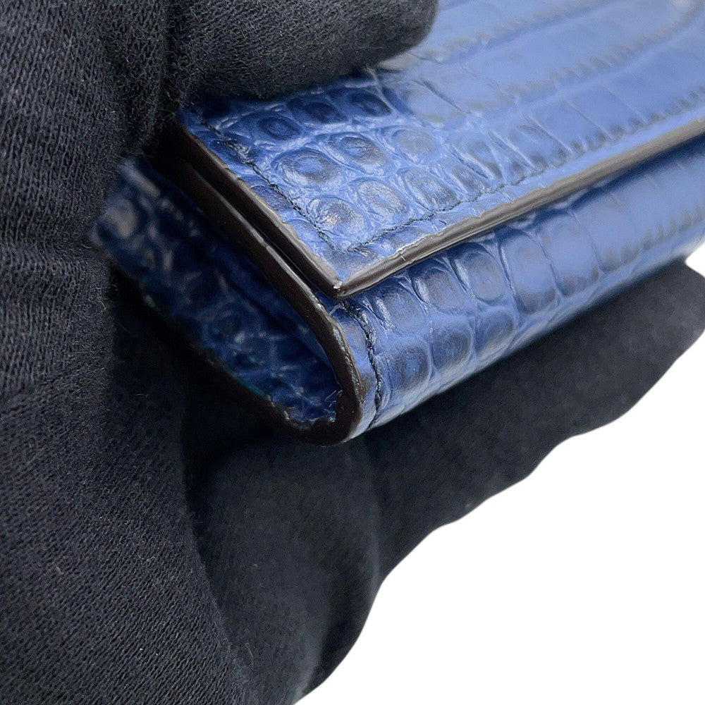 JIMMY CHOO Martina Long Wallet Blue Croco embossed leather