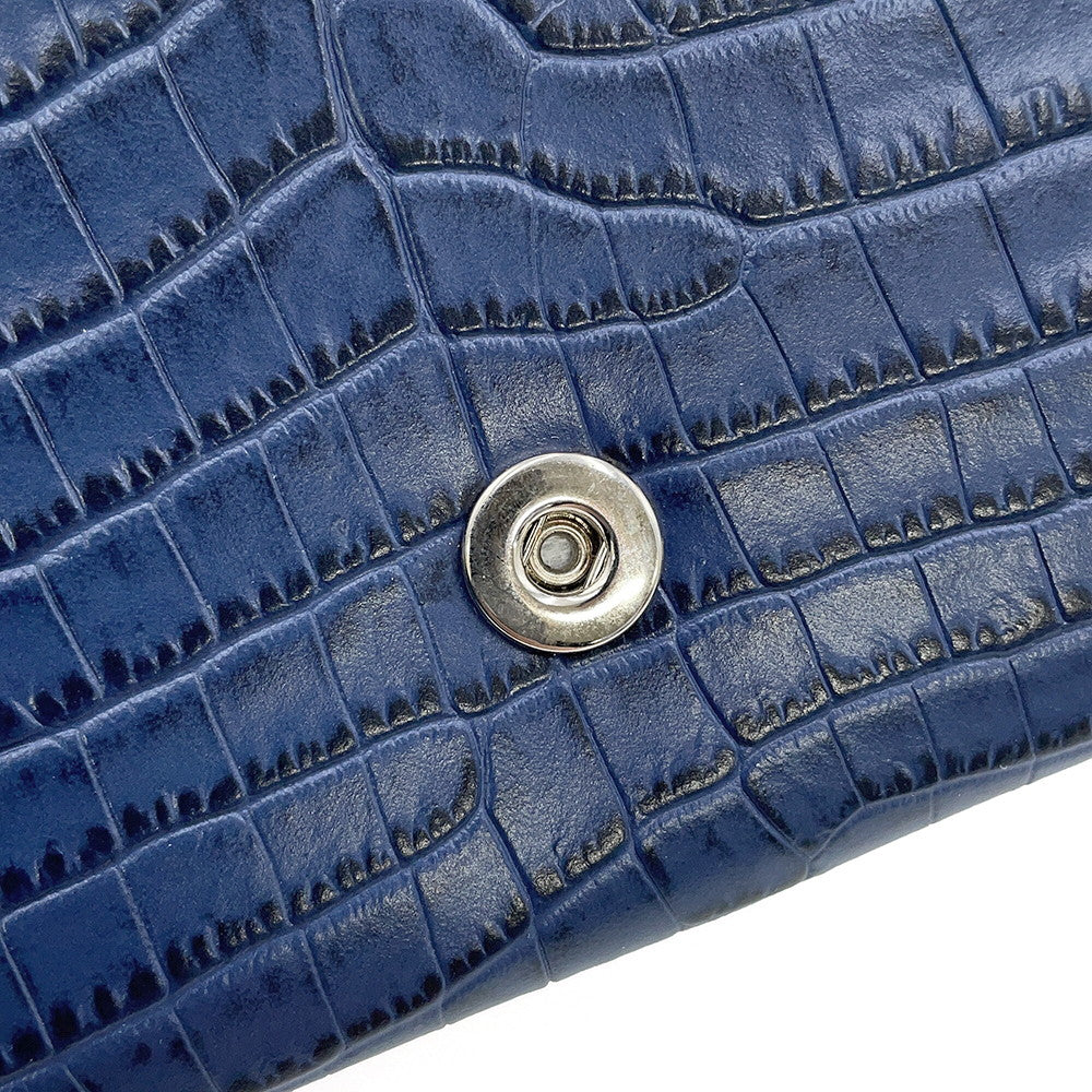 JIMMY CHOO Martina Long Wallet Blue Croco embossed leather