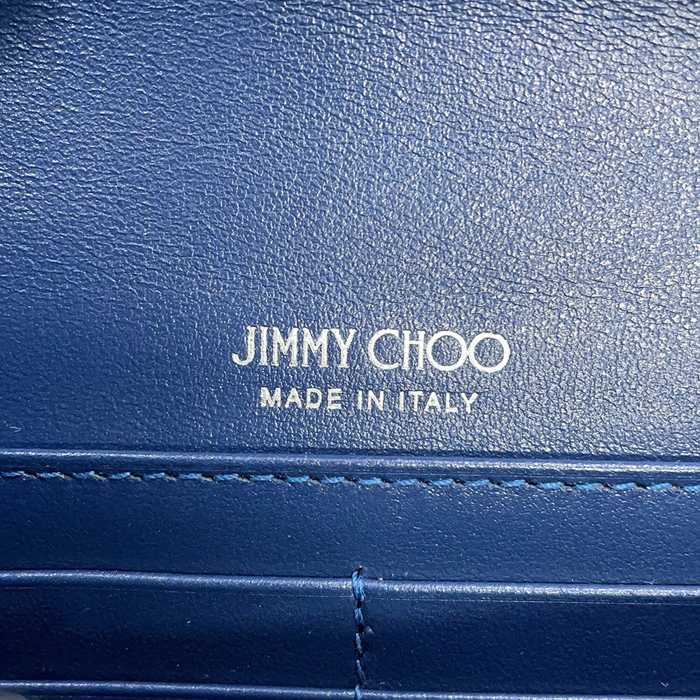 JIMMY CHOO Martina Long Wallet Blue Croco embossed leather