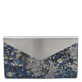 JIMMY CHOO Floral Embroidery Clutch Bag Blue/Silver Canvas