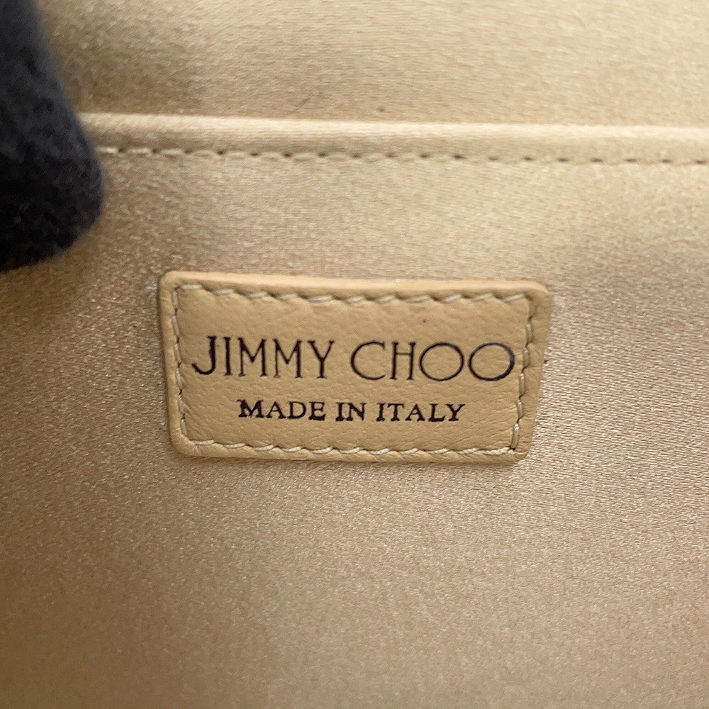 JIMMY CHOO Floral Embroidery Clutch Bag Blue/Silver Canvas