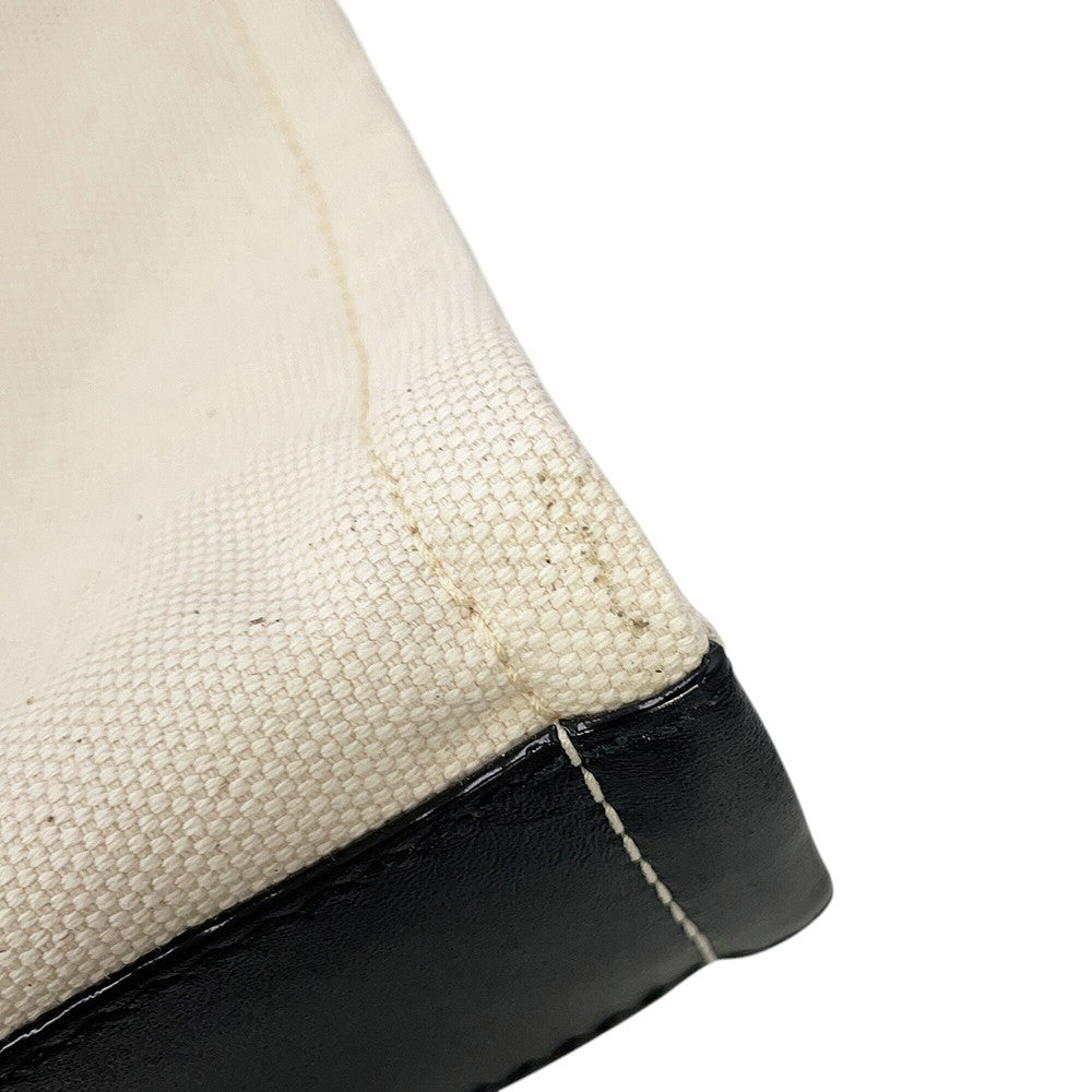JIMMY CHOO Tote Bag Ivory/Black Canvas Leather