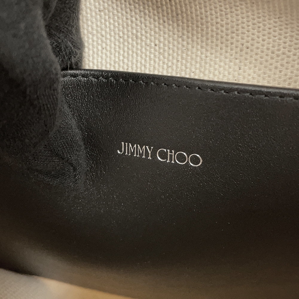 JIMMY CHOO Tote Bag Ivory/Black Canvas Leather