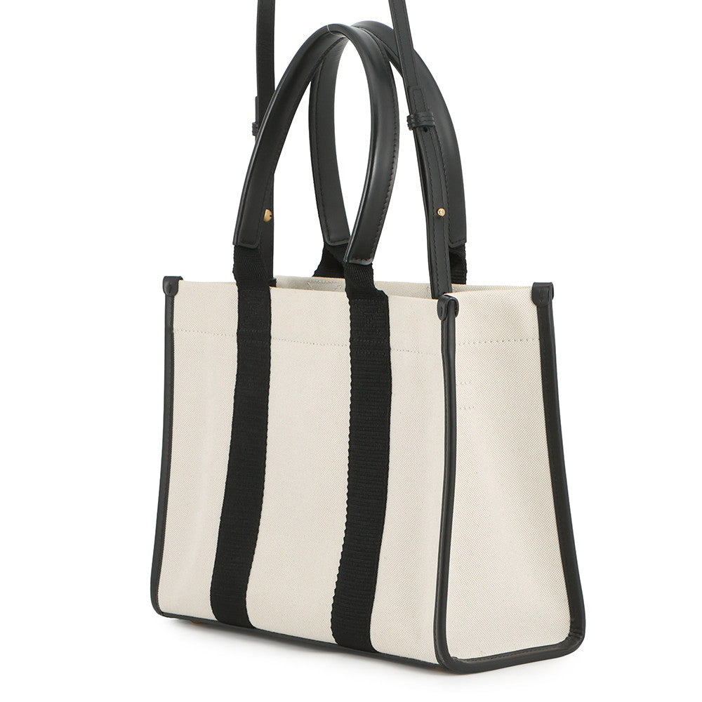 BALENCIAGA Hardware 2WAY Bag Small White/Black671402 Canvas Leather Size S