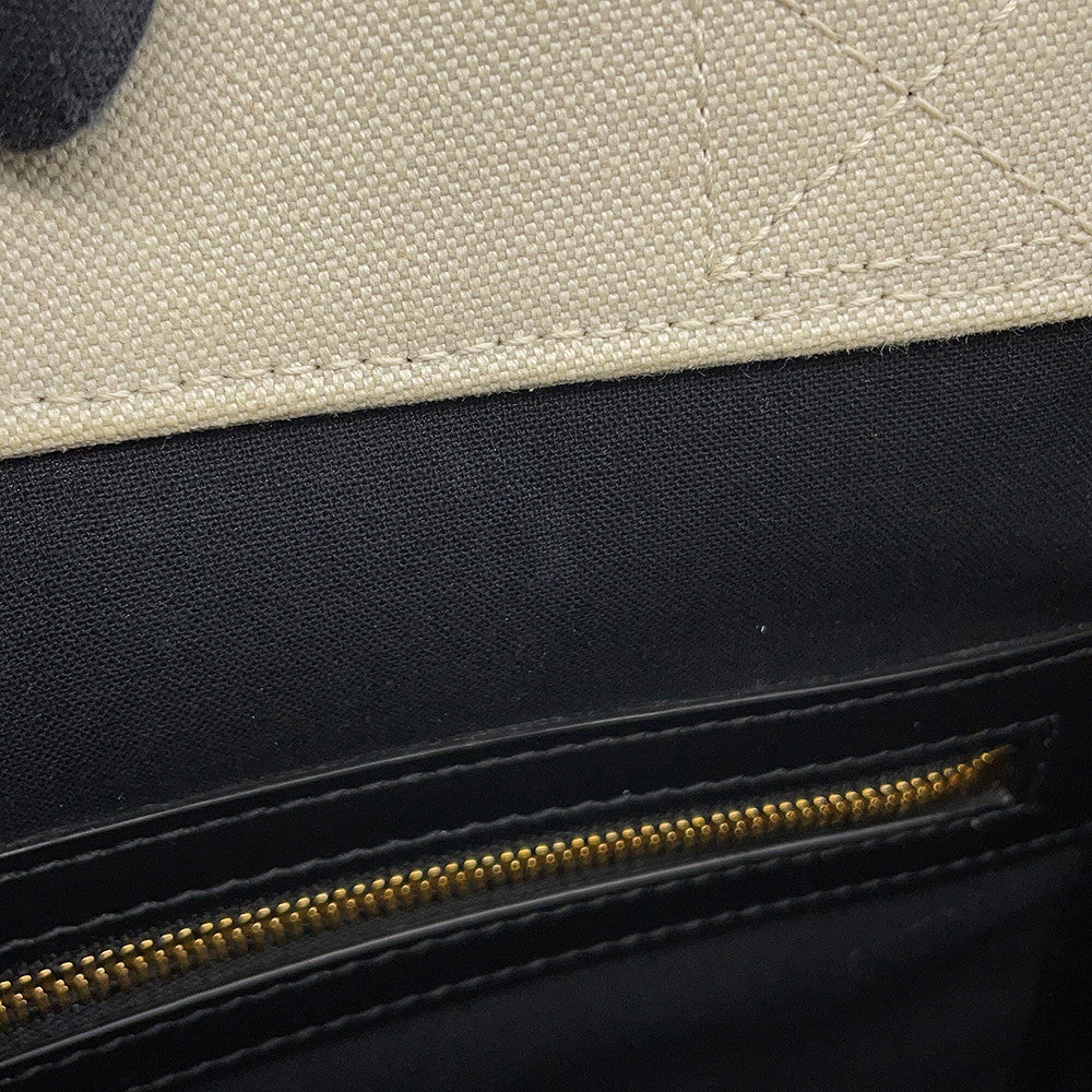 BALENCIAGA Hardware 2WAY Bag Small White/Black671402 Canvas Leather Size S