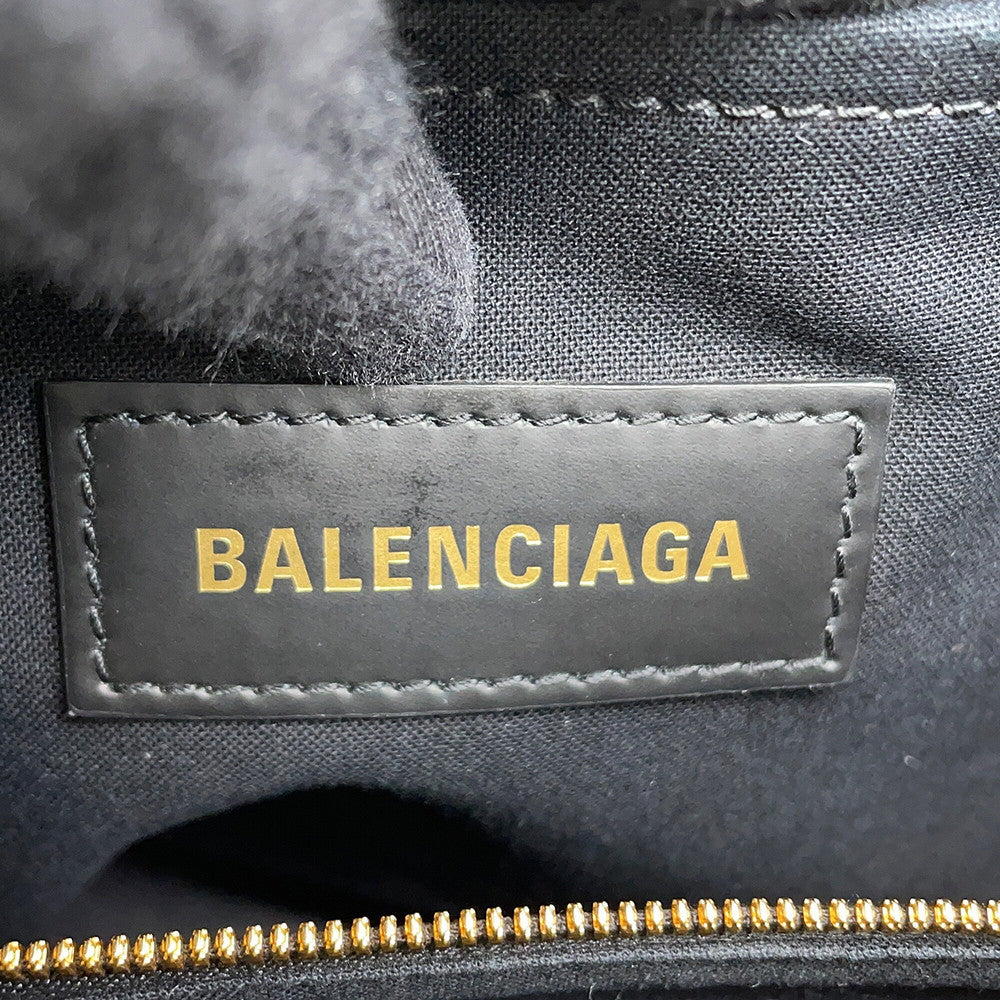BALENCIAGA Hardware 2WAY Bag Small White/Black671402 Canvas Leather Size S