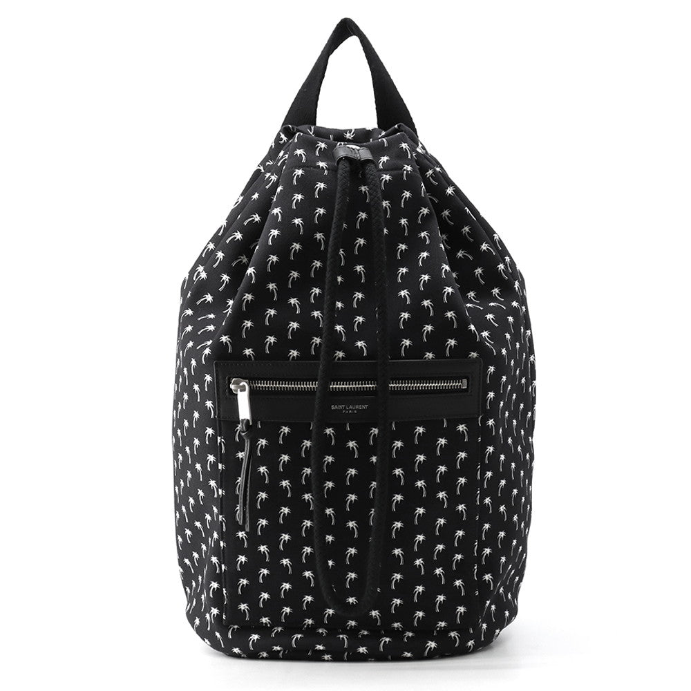SAINT LAURENT PARIS Printed Bucket Bag One Shoulder Bag Black/White553969HPQ1E1070 Canvas Leather