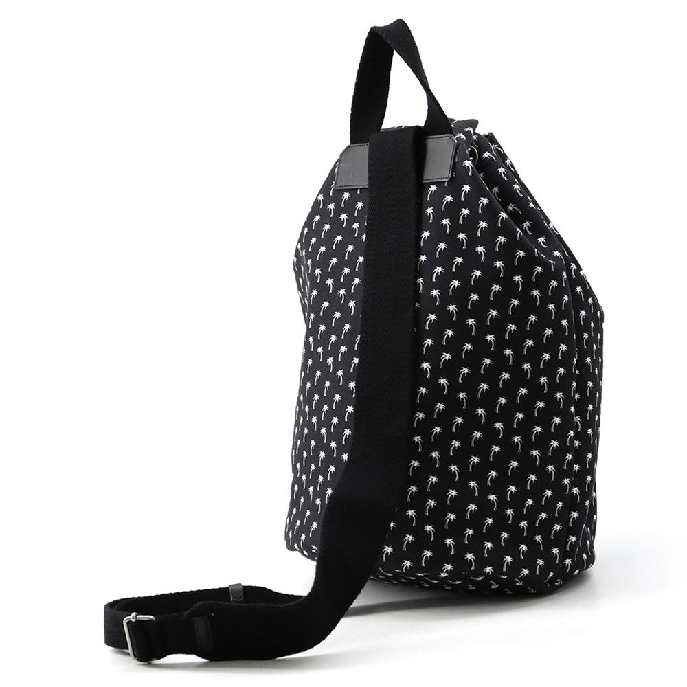 SAINT LAURENT PARIS Printed Bucket Bag One Shoulder Bag Black/White553969HPQ1E1070 Canvas Leather