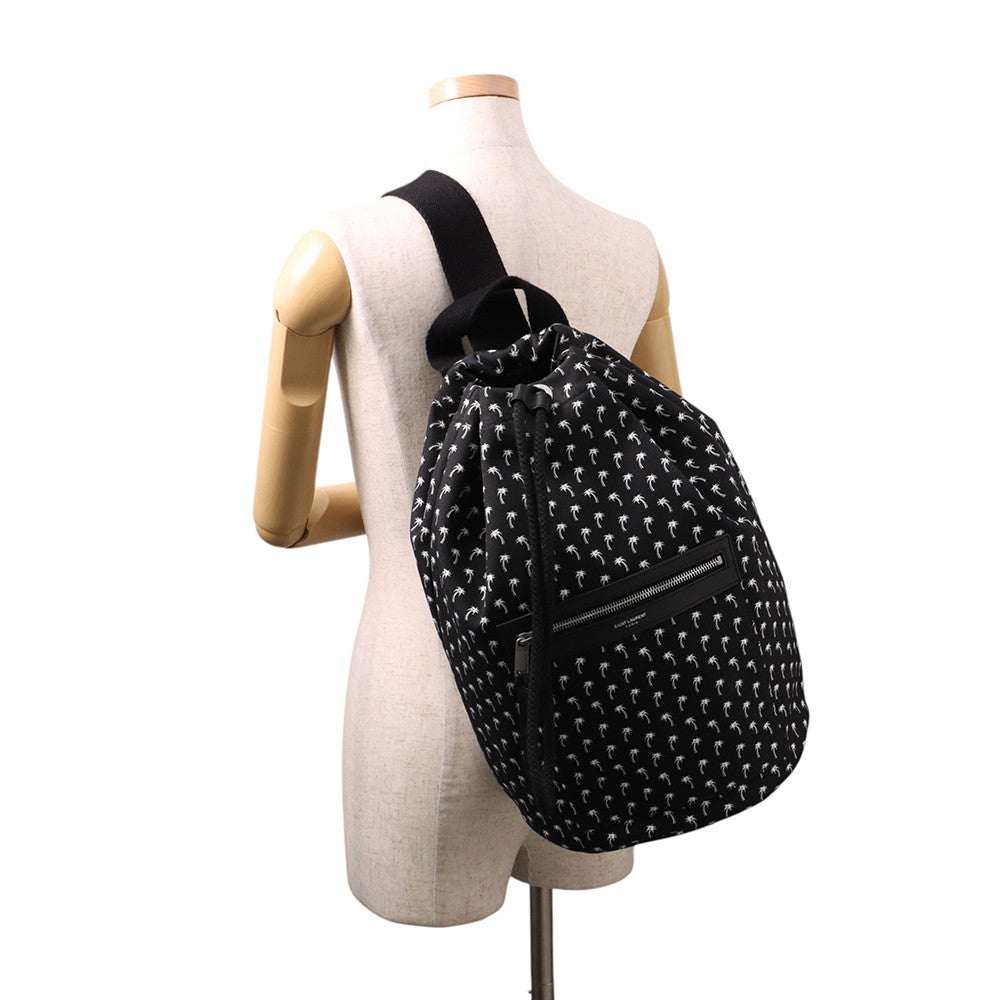 SAINT LAURENT PARIS Printed Bucket Bag One Shoulder Bag Black/White553969HPQ1E1070 Canvas Leather