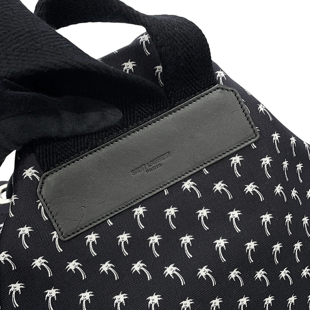 SAINT LAURENT PARIS Printed Bucket Bag One Shoulder Bag Black/White553969HPQ1E1070 Canvas Leather