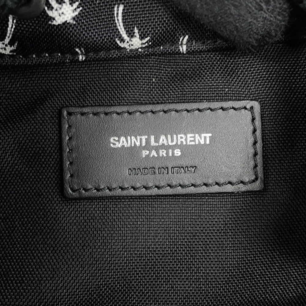 SAINT LAURENT PARIS Printed Bucket Bag One Shoulder Bag Black/White553969HPQ1E1070 Canvas Leather