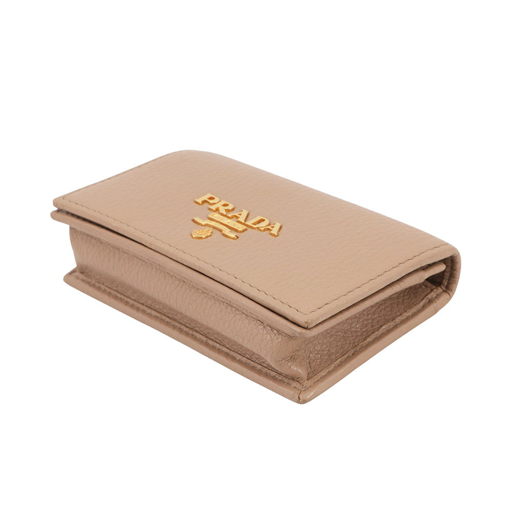 PRADA Card Case Beige1MC122 Leather