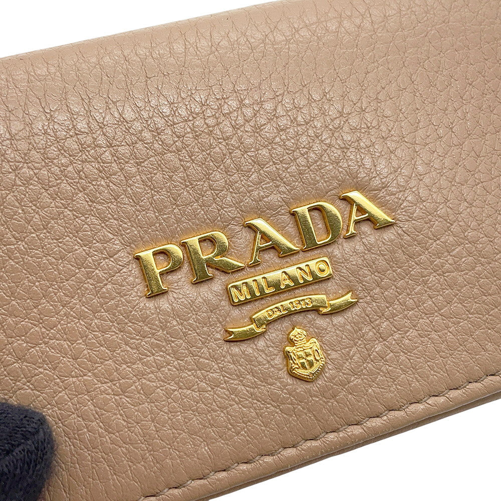 PRADA Card Case Beige1MC122 Leather