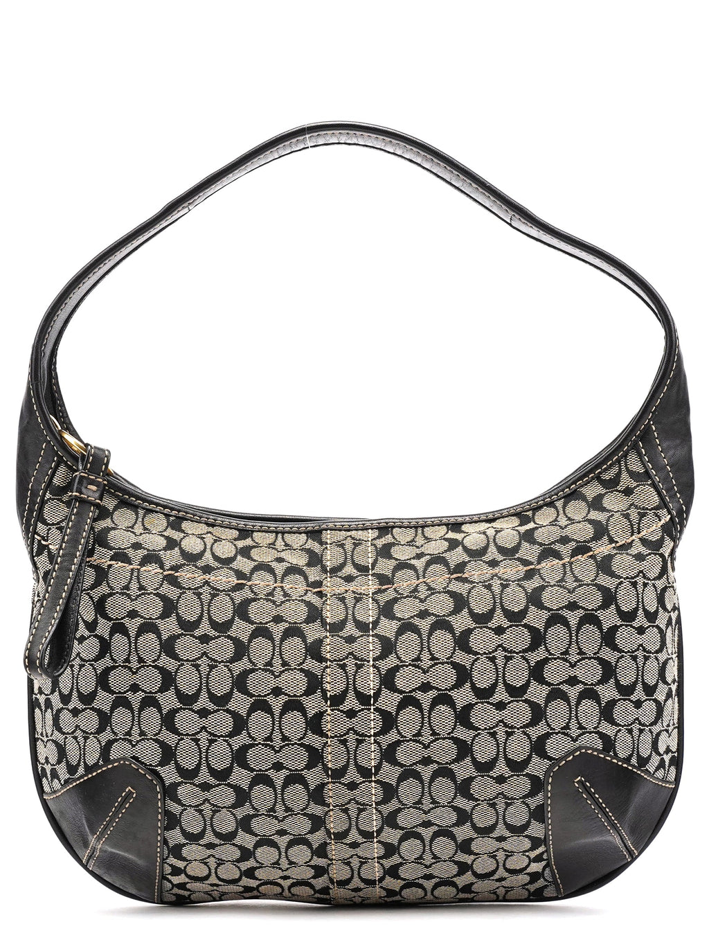 11297 Grey Black Signature Canvas Ergo Hobo Bag