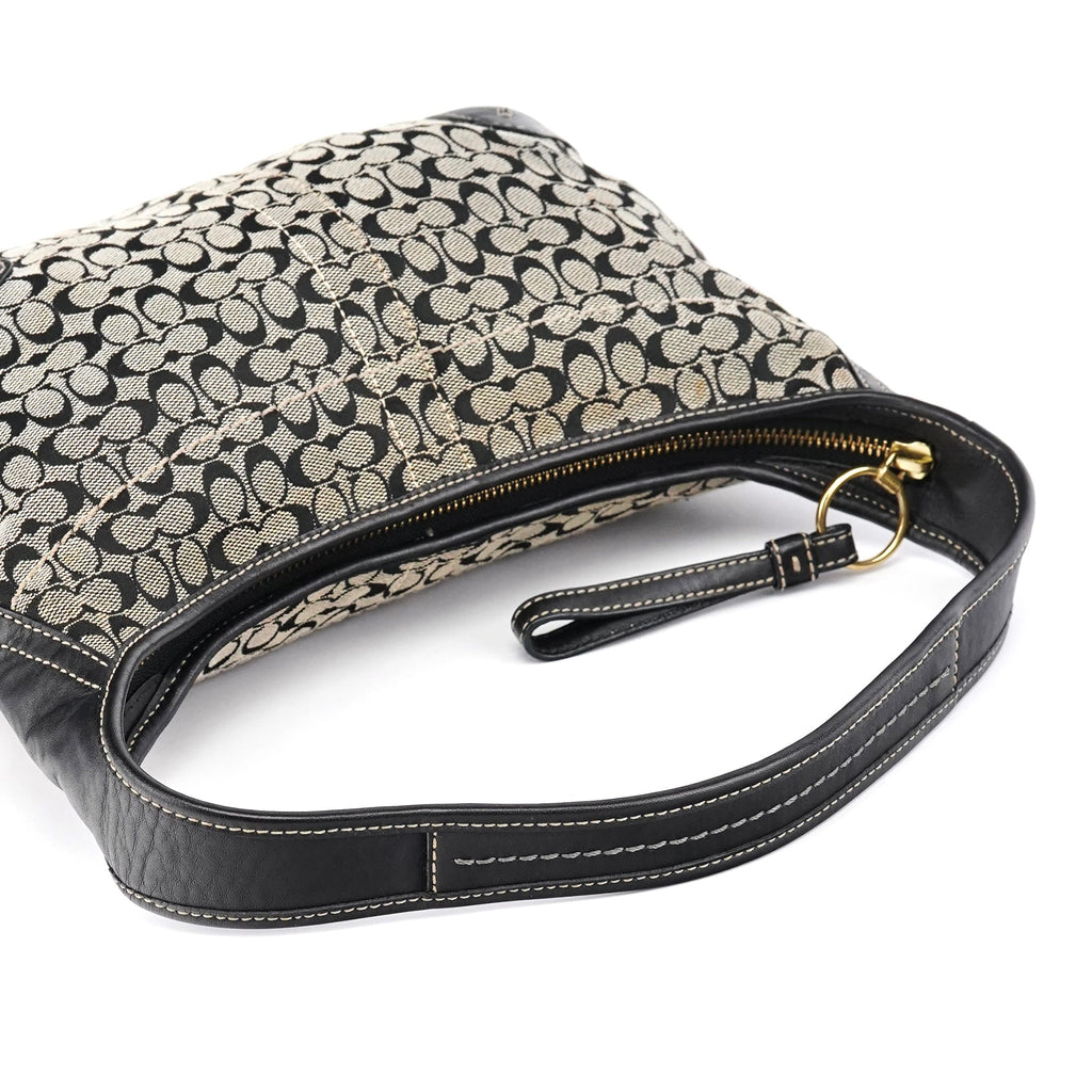 11297 Grey Black Signature Canvas Ergo Hobo Bag