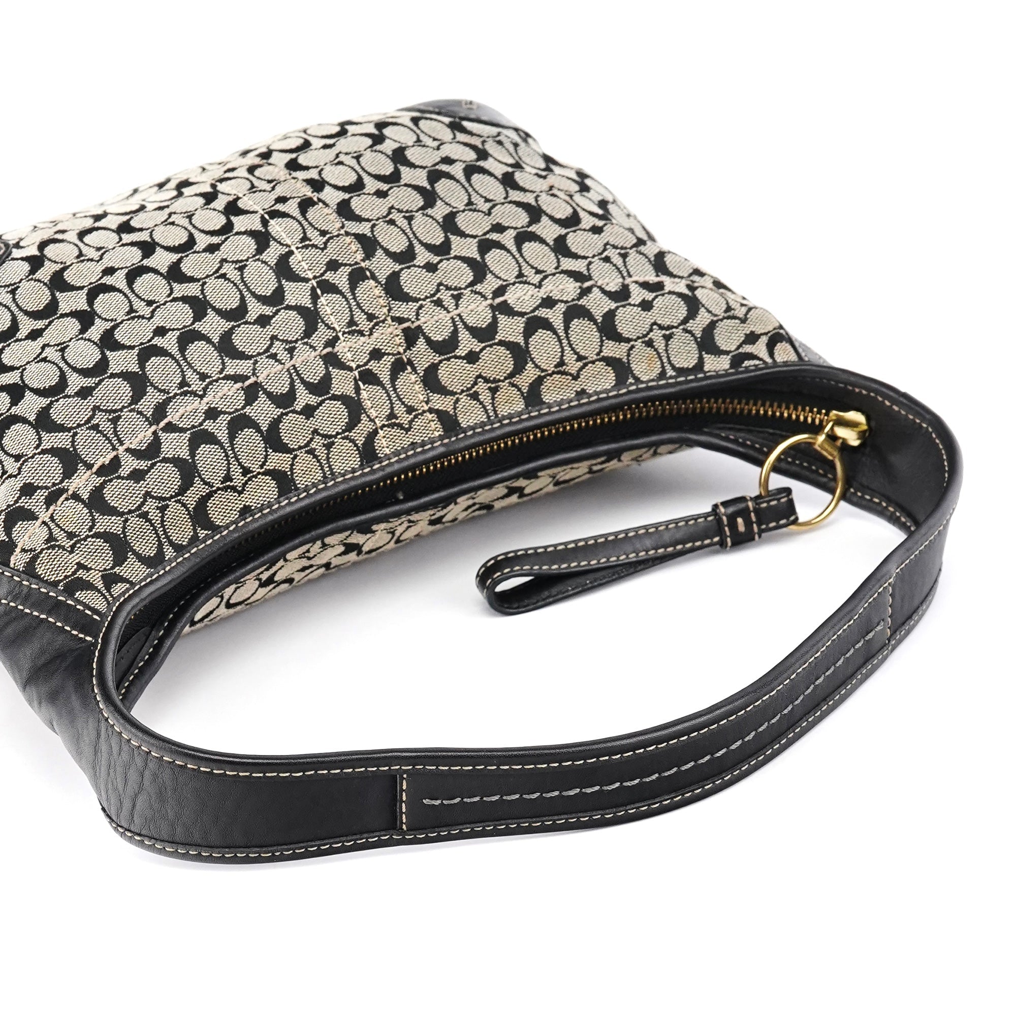 11297 Grey Black Signature Canvas Ergo Hobo Bag