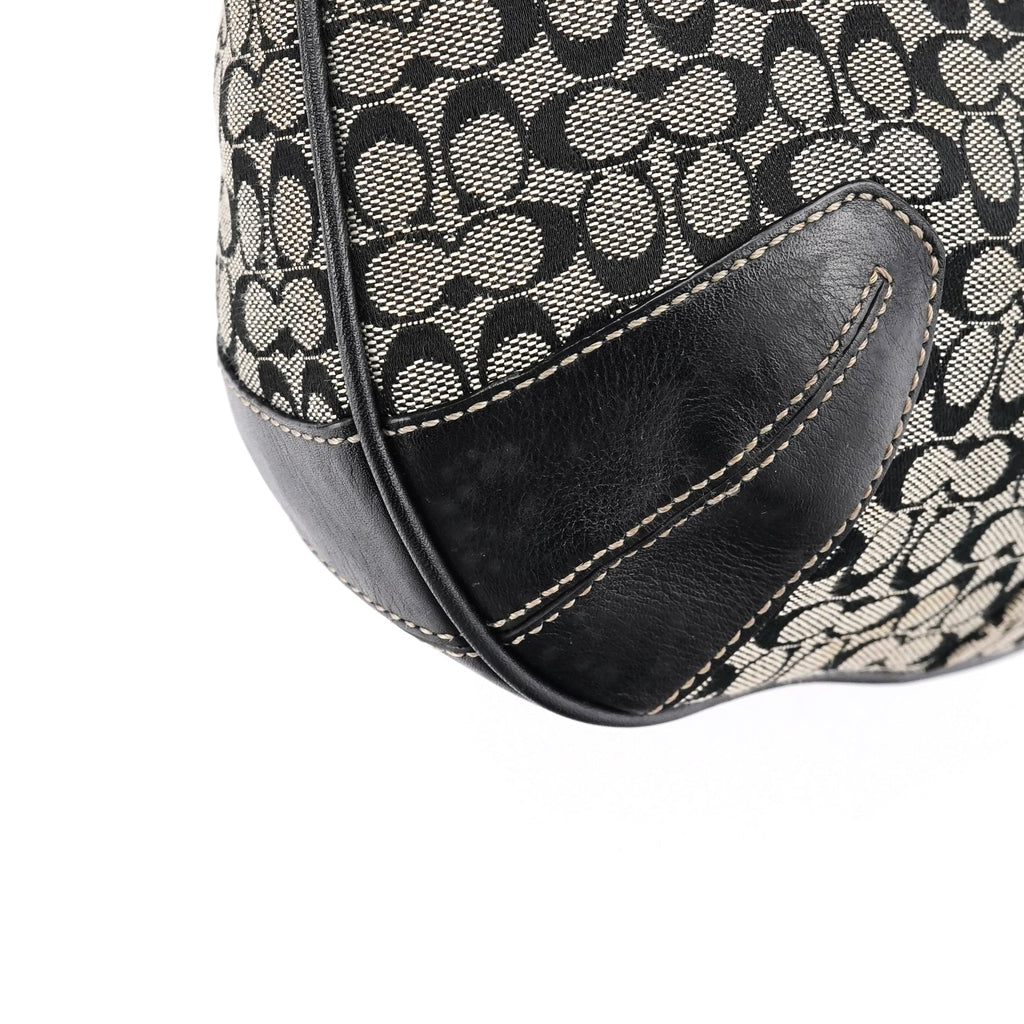 11297 Grey Black Signature Canvas Ergo Hobo Bag