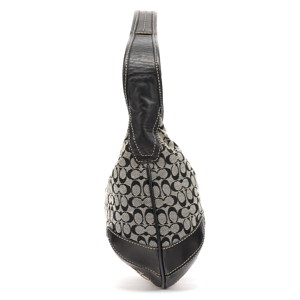 11297 Grey Black Signature Canvas Ergo Hobo Bag