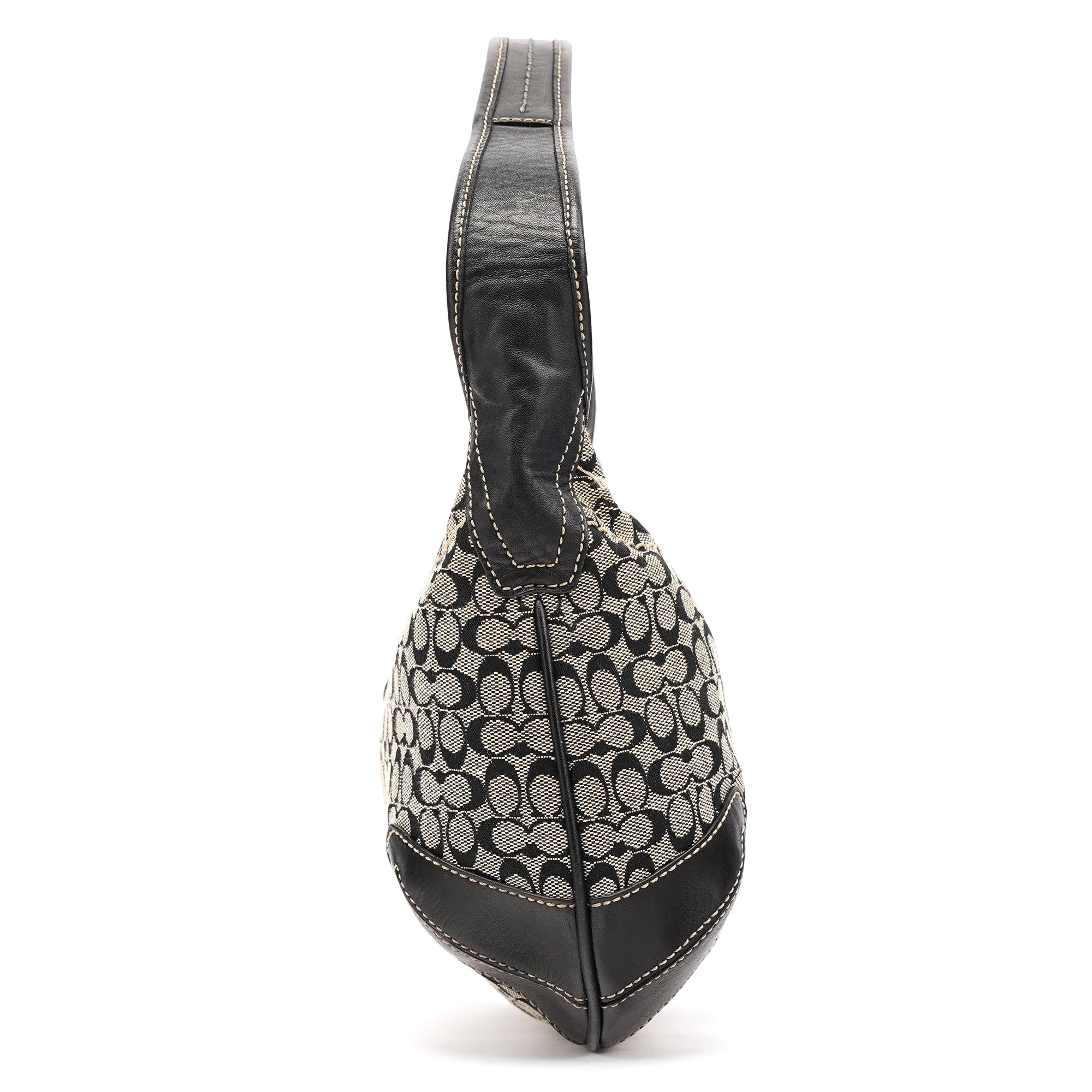 11297 Grey Black Signature Canvas Ergo Hobo Bag