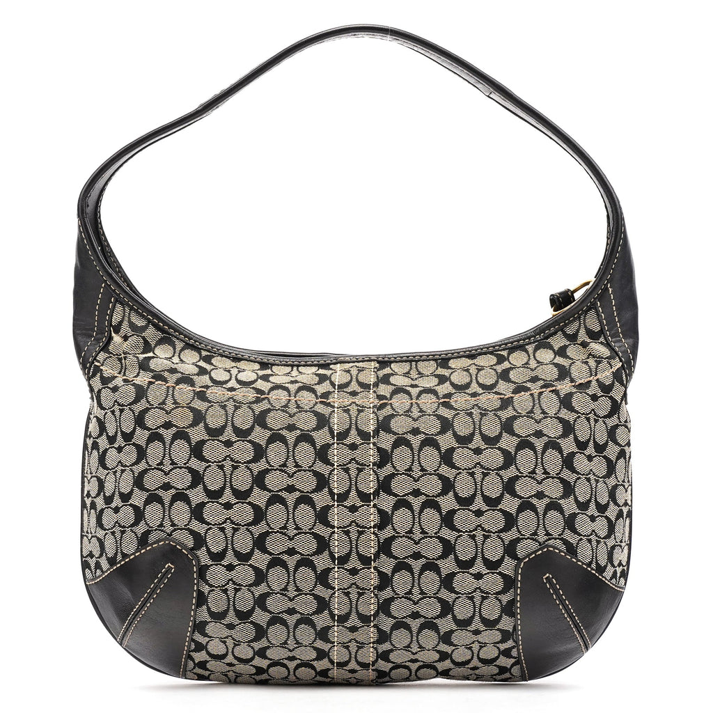 11297 Grey Black Signature Canvas Ergo Hobo Bag