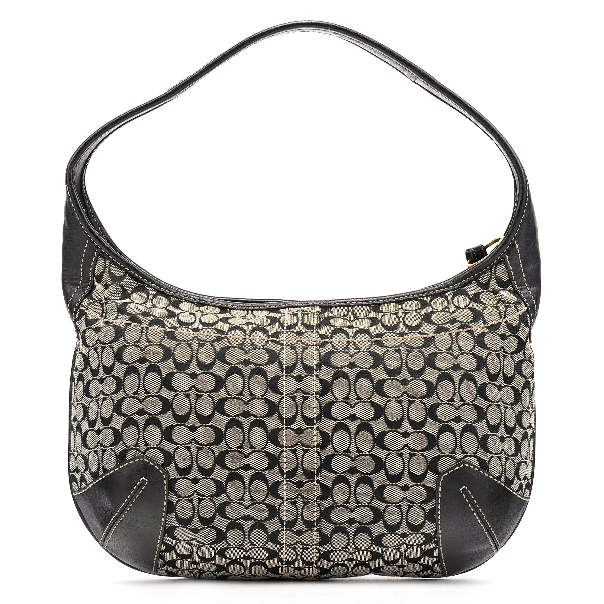 11297 Grey Black Signature Canvas Ergo Hobo Bag