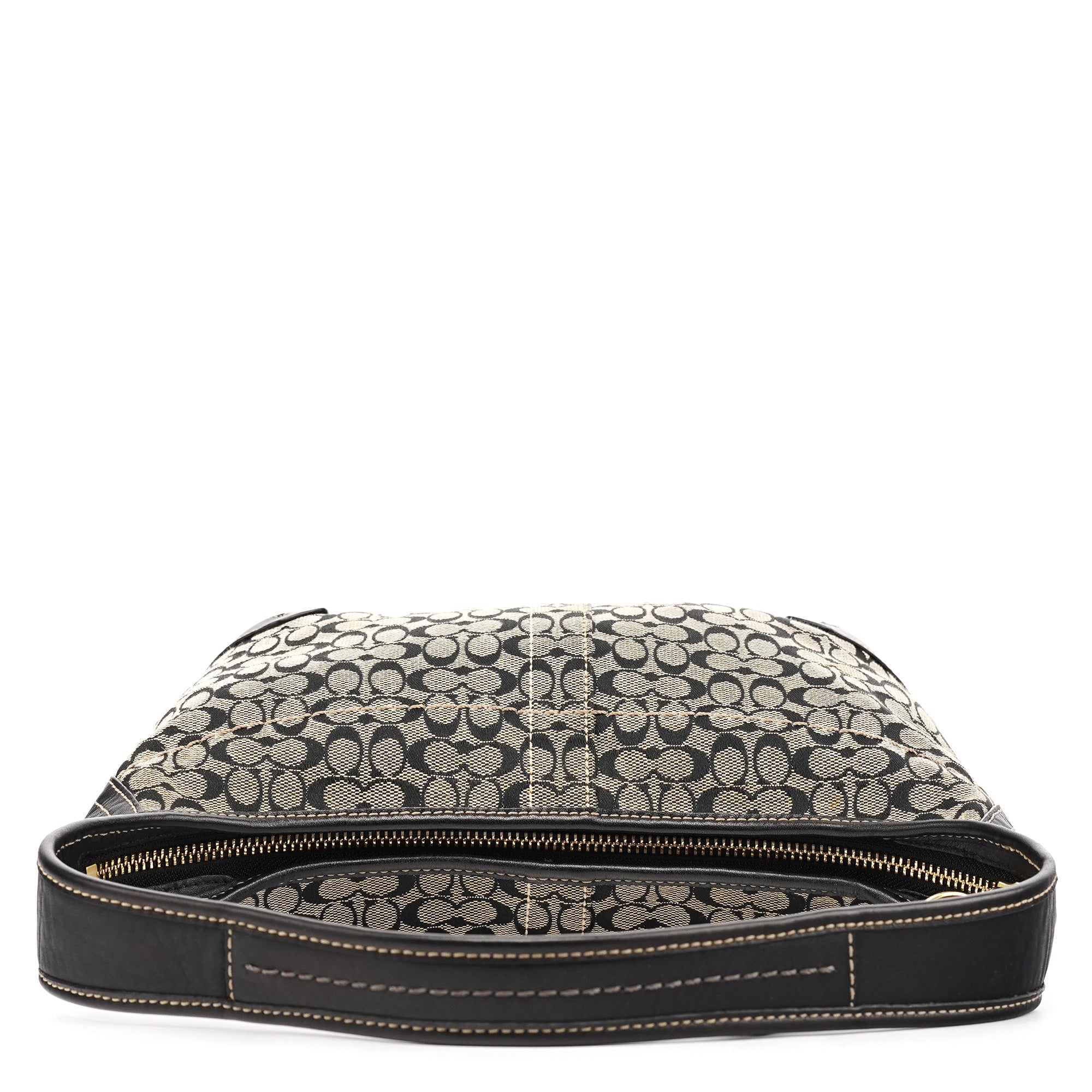 11297 Grey Black Signature Canvas Ergo Hobo Bag
