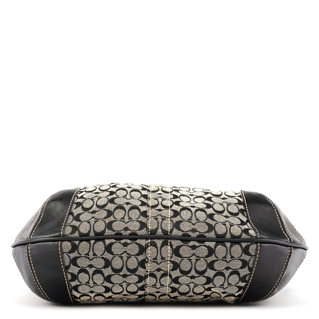 11297 Grey Black Signature Canvas Ergo Hobo Bag