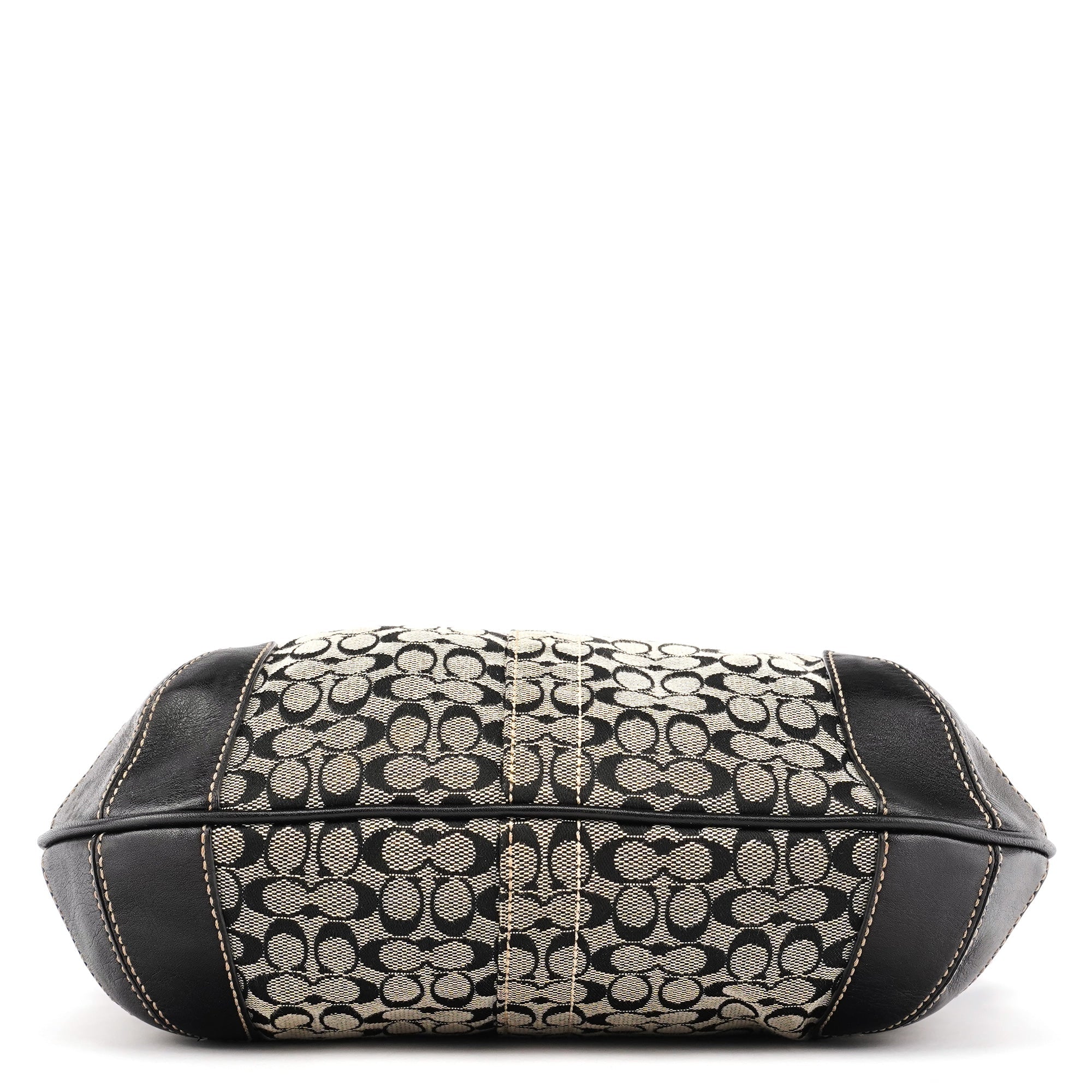 11297 Grey Black Signature Canvas Ergo Hobo Bag