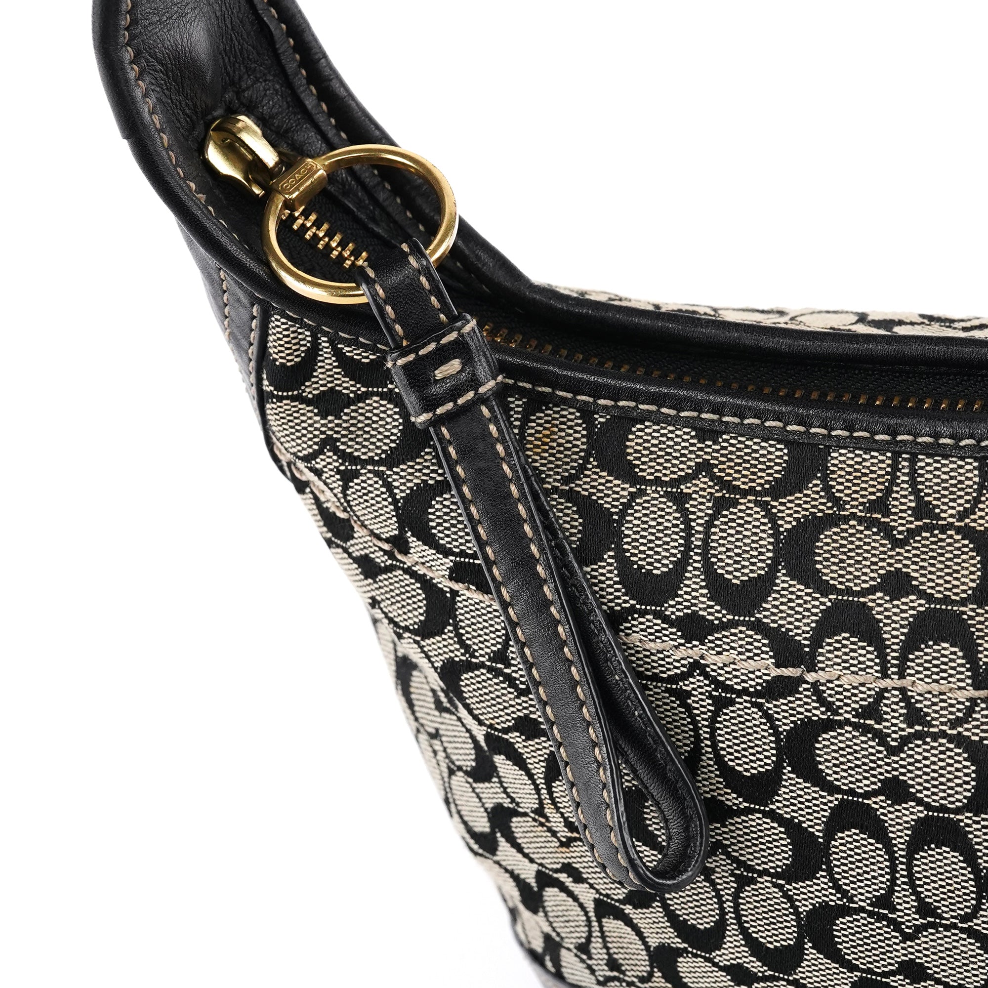 11297 Grey Black Signature Canvas Ergo Hobo Bag