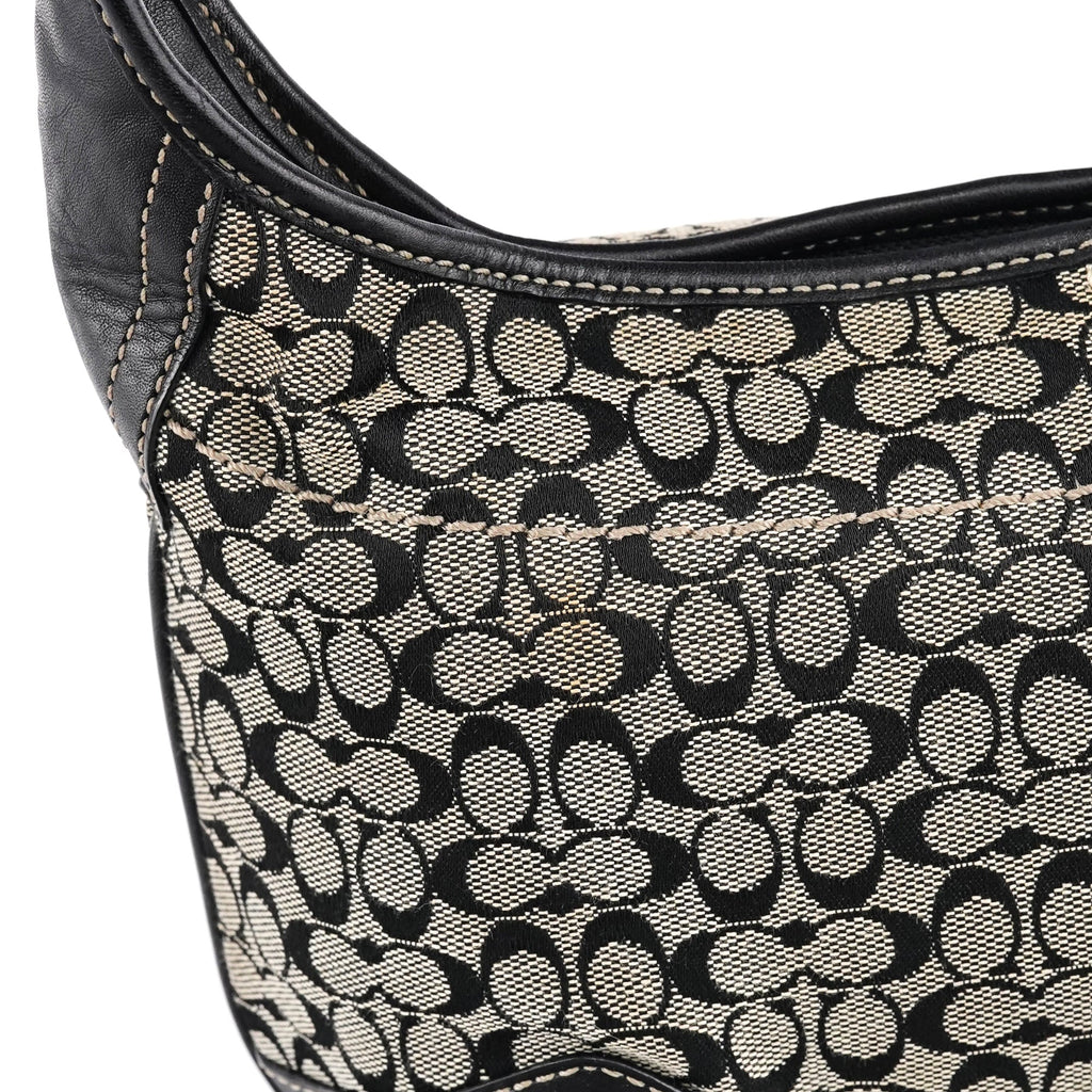 11297 Grey Black Signature Canvas Ergo Hobo Bag