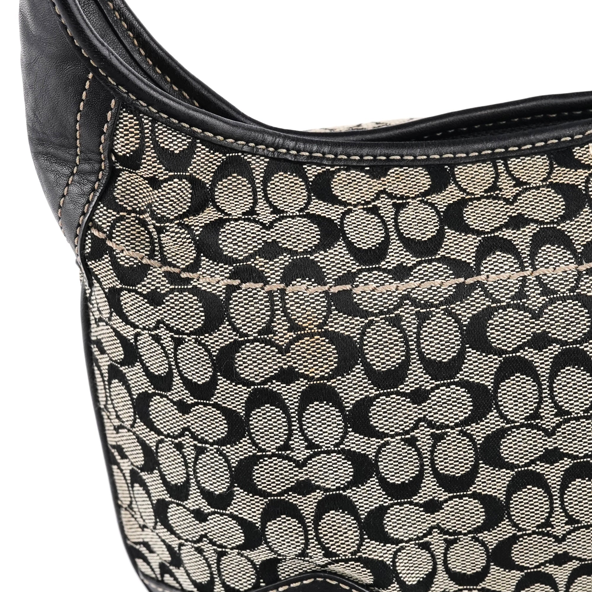 11297 Grey Black Signature Canvas Ergo Hobo Bag